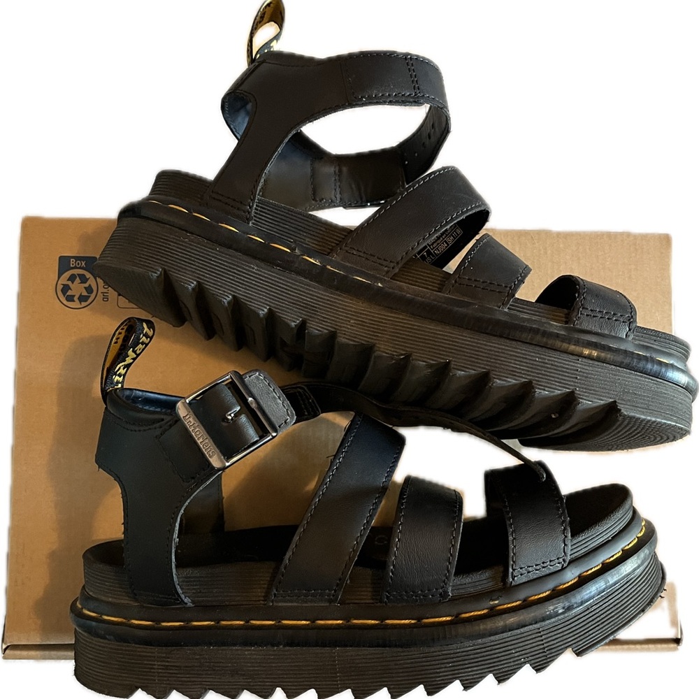 Dr. Martens Blaire Hydro Leather Platform Sandals - Black (Women’s 7)